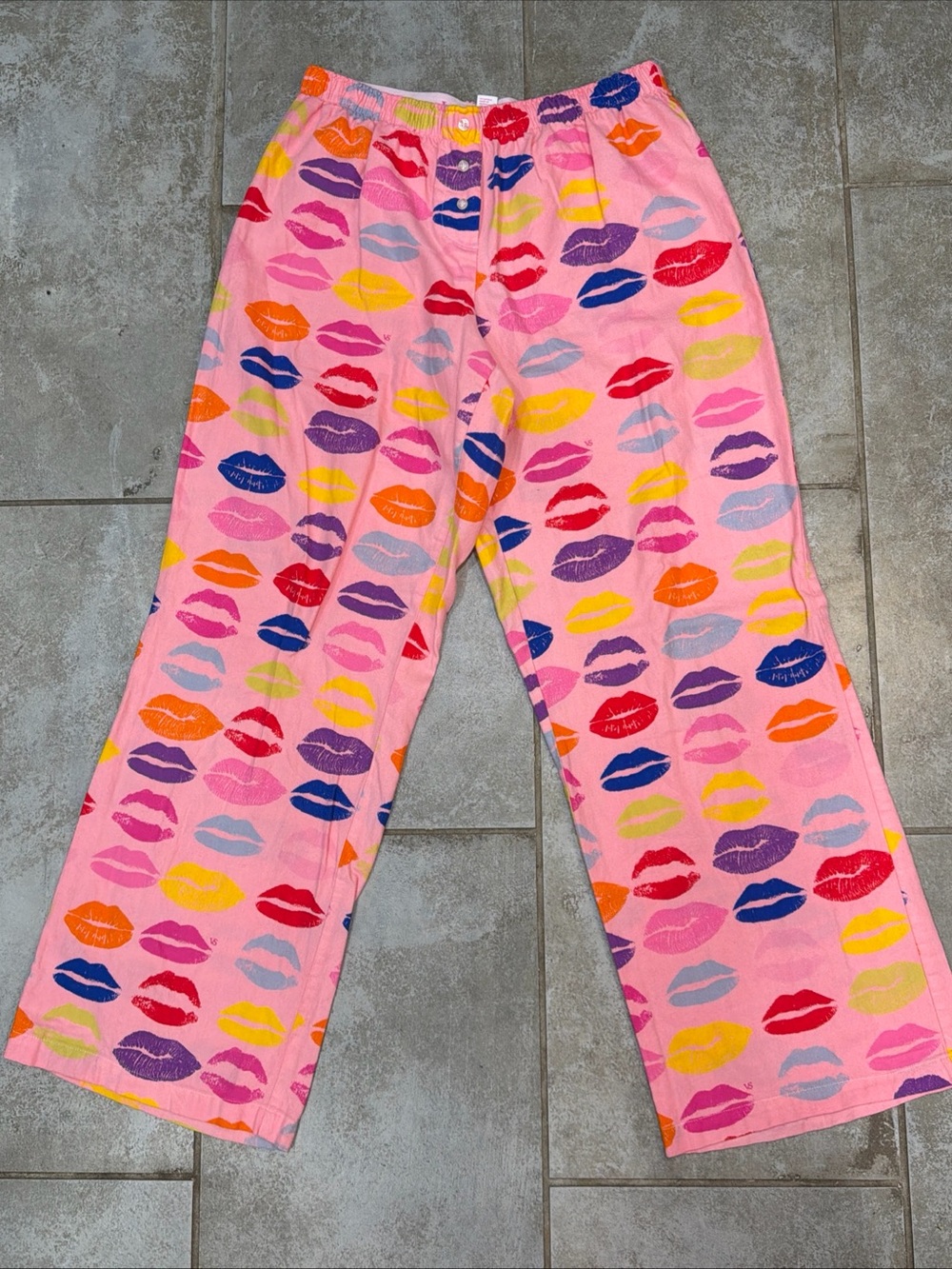 Y2K Victorias Secret Pop Art Lips Pink Lounge/ Sleep Pants Size Medium Cotton